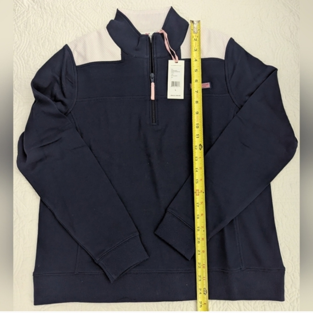 Vineyard Vines Navy and Pink Quarter-Zip Sweatshirt - Picture 4 of 8